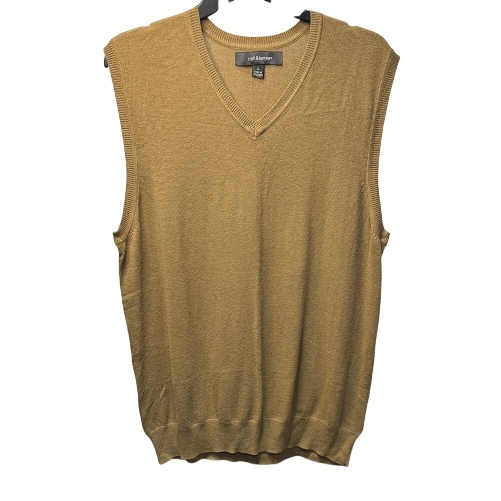 Croft & Barrow Women's V-Neck‎ Sweater Vest Mustard Tan Brown Knit Size L